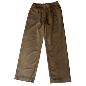 Talbots Collection Tan Pleated Stretch Wool Blend Straight Leg Dress Pants Sz 12